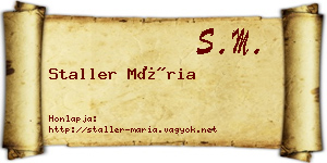 Staller Mária névjegykártya