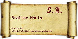 Staller Mária névjegykártya